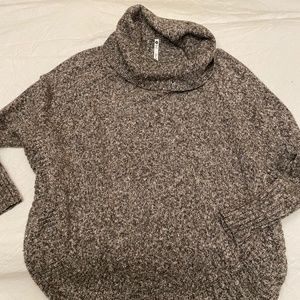 Boho marled neutral poncho sweater